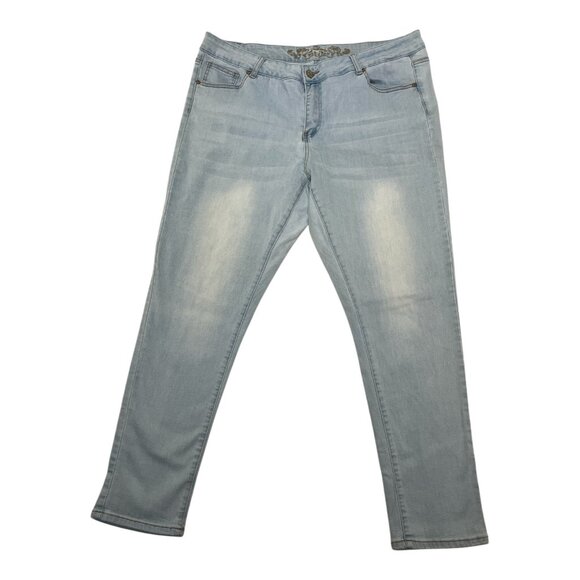 Wax Jean Denim - Wax Jean Womens Light Blue Stretch Denim Straight Leg Jeans Size 18 Made in USA